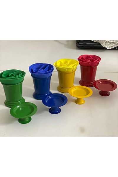 Elzem 4-PIECE COLOR ROSE BUCKET AND MAKARONET RED YELLOW BLUE GREEN