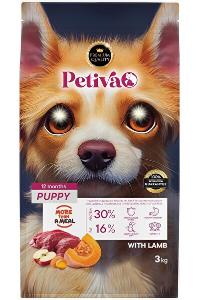 Petiva Yavru Köpekler Için Kuzu Etli Kuru Köpek Maması (3 KG, KUZU)