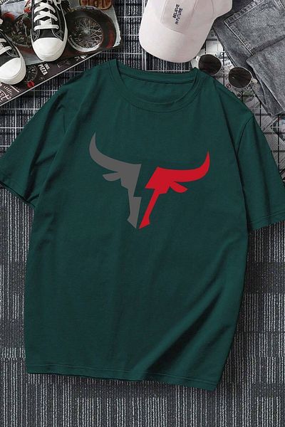 uyguntarz Ανδρικό μπλουζάκι Bull Silhouette με στάμπα Oversize