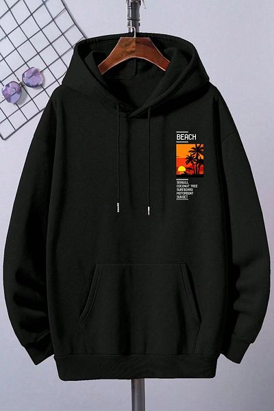 uyguntarz Φούτερ με στάμπα παραλίας oversize
