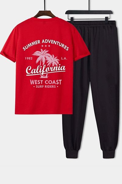 uyguntarz Unisex California Printed 2-Piece Tracksuit Set