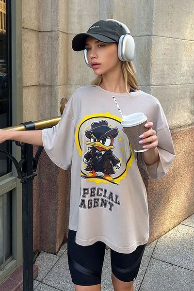 uyguntarz Μπλουζάκι Unisex Special Agent Printed Oversize