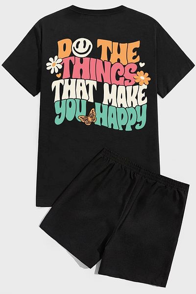 uyguntarz Happiness Print Shorts Set
