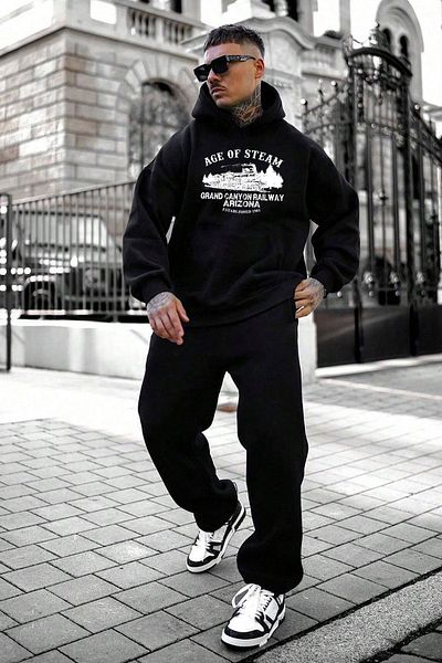 uyguntarz Unisex-Trainingsanzugset mit „Age of Steam“-Aufdruck