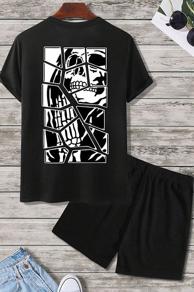uyguntarz Skullcracked Patterned Shorts Set