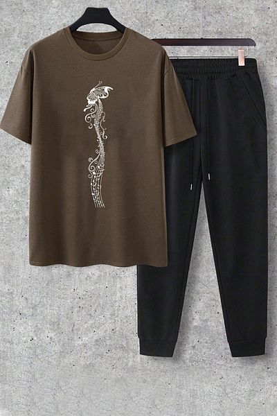 uyguntarz Zweiteiliges Unisex-Trainingsanzug-Set mit Schmetterlingslied-Aufdruck