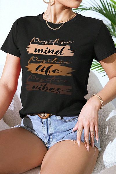 uyguntarz Μπλουζάκι Unisex Mind Life Vibes Printed Oversize