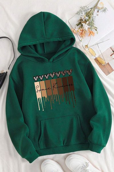 uyguntarz Übergroßes Sweatshirt mit Leoparden-Herz-Aufdruck