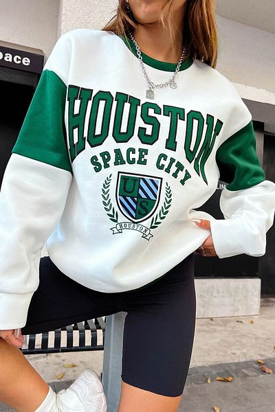 uyguntarz Houston printed oversize φούτερ με λεπτομέρεια στο μανίκι