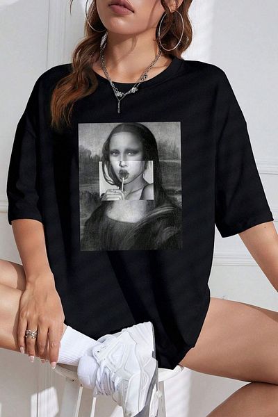 uyguntarz Uniszex Mona Lisa nyomtatott design póló