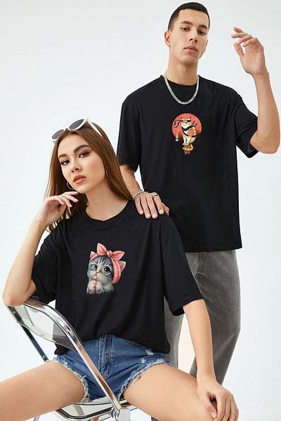 uyguntarz Αγαπητή Γάτα Συνδυασμός Ζευγάρι Tshirt