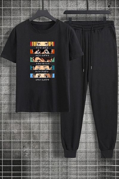 uyguntarz Unisex Cosplay Haikyuu Bedrucktes 2-teiliges Trainingsanzug-Set