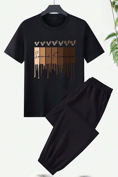 uyguntarz Σετ φόρμας Unisex Leopard Heart Printed
