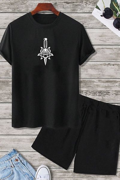 uyguntarz Skullcracked Patterned Shorts Set