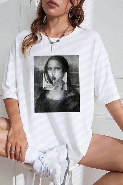 Unisex-T-Shirt mit Mona Lisa-Aufdruck