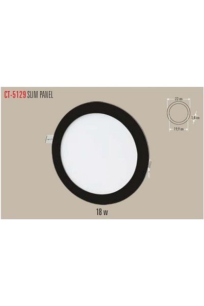 Cata Ct-5129 18w Slim Led Panel Luminaire (BLACK CASE) White
