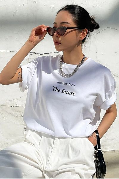 uyguntarz Tricou oversize cu imprimeu „The Future” unisex