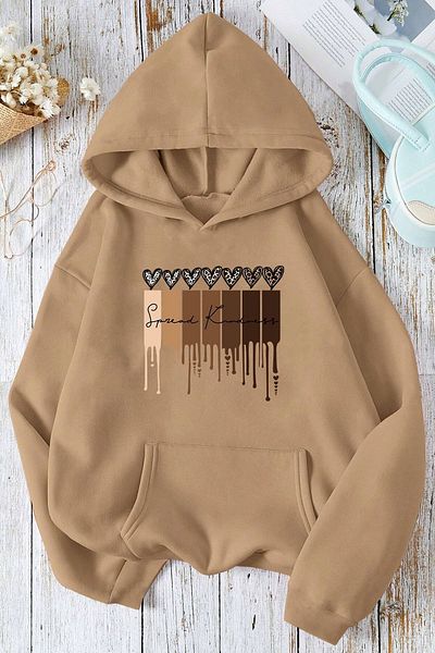uyguntarz Übergroßes Sweatshirt mit Leoparden-/Herzen-Print