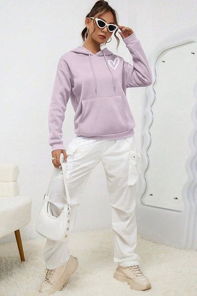 uyguntarz Unisex-Sweatshirt mit Herz-Aufdruck in Übergröße