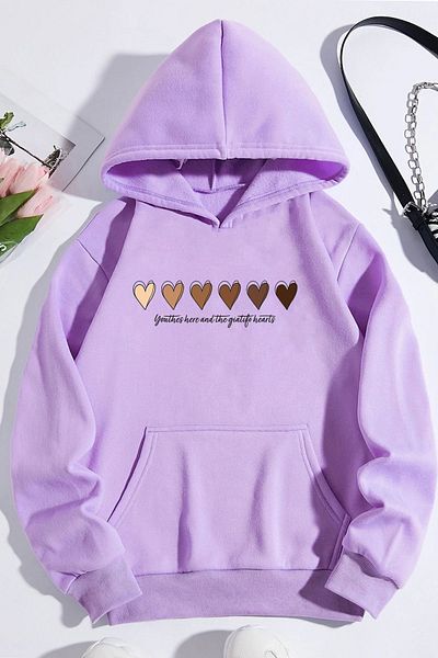 uyguntarz Unisex-Sweatshirt mit Herz-Aufdruck in Übergröße