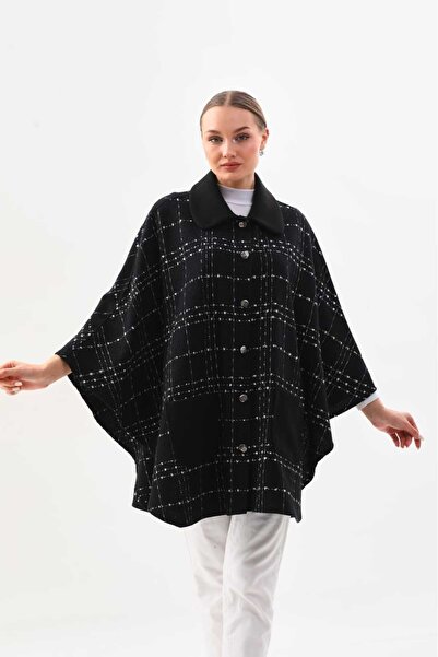 LAMODE ESTALLUVIA Düğmeli Yaka Ve Cep Detaylı Pelerin Panço