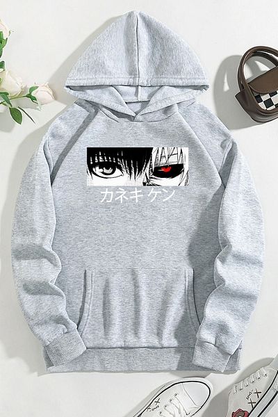 uyguntarz Unisex φούτερ με στάμπα Ken Kaneki με κουκούλα