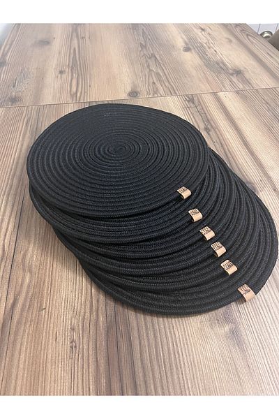 Namteks 6 Pieces Black Jute Charger / American Service Lux Presentation Plate Mat Charger Gift