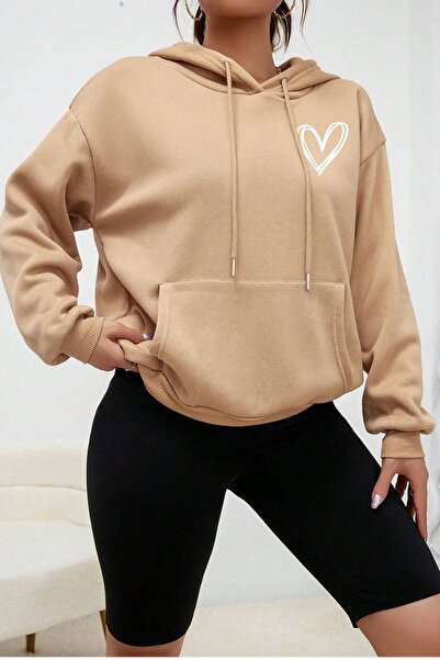 uyguntarz Unisex oversize mikina s potiskem srdce