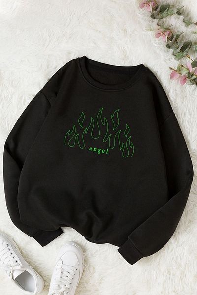 uyguntarz Унисекс суичър с кръгло деколте Green Angel