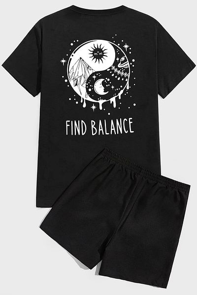 uyguntarz Σετ σορτς με εκτύπωση Yin & Yang