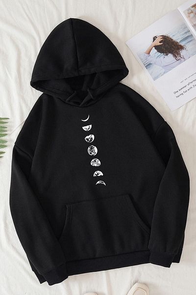 uyguntarz Unisex-Sweatshirt mit Mondphasen-Aufdruck