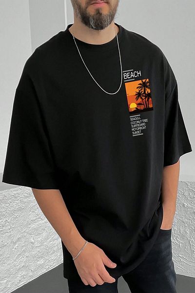 uyguntarz Ανδρικό μπλουζάκι Oversize - Beach Printed