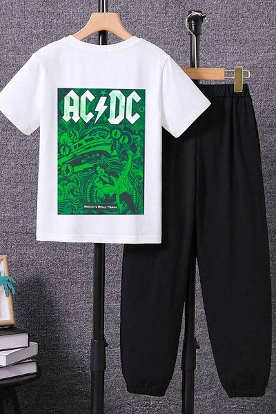 uyguntarz Children's Acdc Bottom - Top Tracksuit Set