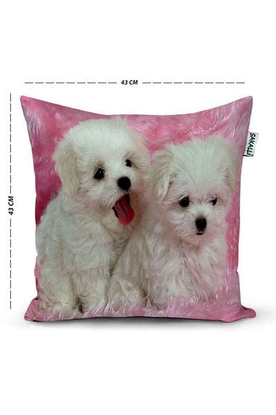 Sakallı Double Dog Pattern 3D Printed Decorative Throw Pillow Cover