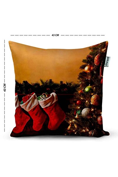 Sakallı Christmas Themed 3D Printed Decorative Throw Pillow Cover