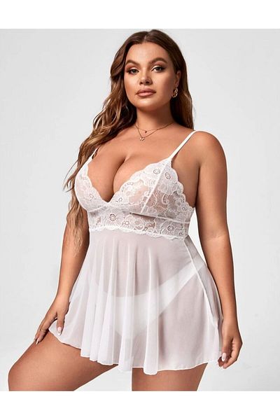 CindiyCurve Large Size Lace Nightgown