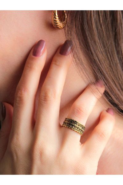 esha Trend Embroidered Antique Antique Adjustable Ring