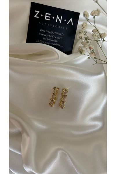 ZENA ACCESSORİES Baqu Model Zircon Detailed Earrings
