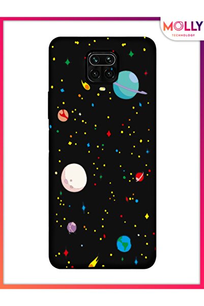 Molly حافظة سيليكون بنمط الكوكب الأسود لهاتف Xiaomi Redmi Note 9 PRO