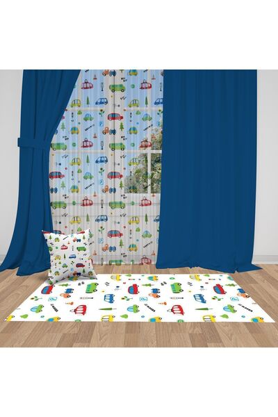 Bebemotto ستارة خلفية باللون الأزرق الداكن 2 - قماش مستورد لغرفة الأطفال والر...