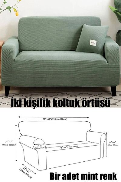 intil Husa de canapea pentru doua persoane de culoare menta 1 adaptativa
