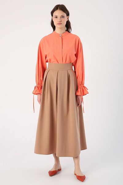 ALLDAY Fustă cu fermoar plisată, camel Comfort Fit