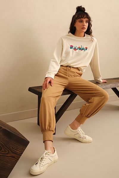 ALLDAY Dirty Beige Relaxed Cut Ribbed Sweatpants