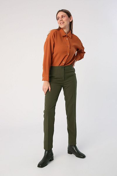ALLDAY Pantaloni de țigară kaki Lycra