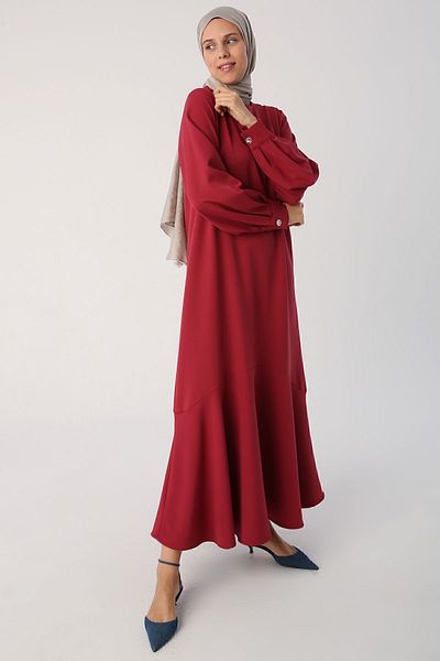 ALLDAY Volantkleid mit Kirschrotten-Rock