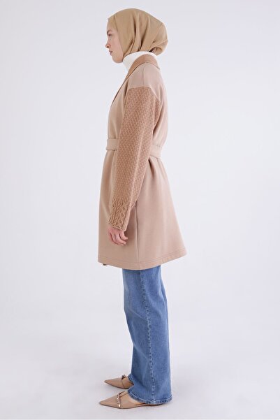 ALLDAY Beige Knitwear Garnished Belted Comfortable Cardigan