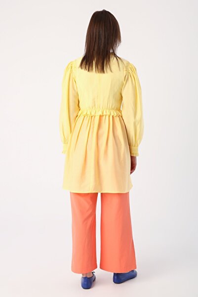 ALLDAY Light Yellow Ruffle Detailed Tunic with Gathered Waist