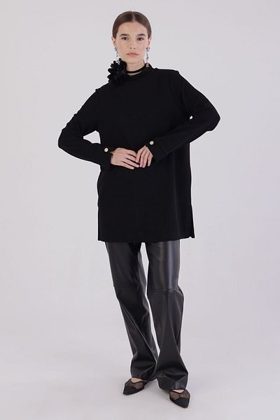 ALLDAY Black Buttoned Cuff Slit Tunic