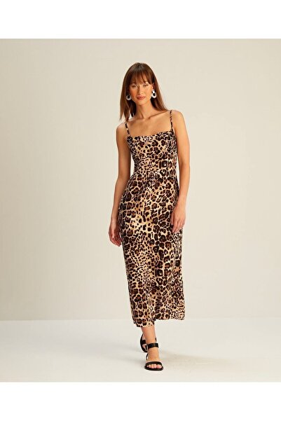 Oyer Moda Λεοπάρ φόρεμα με λεπτομέρεια στην πλάτη