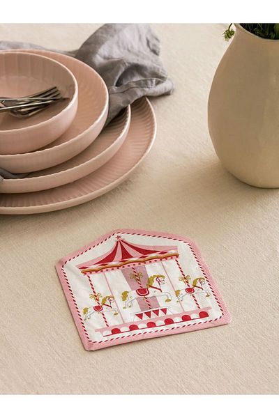 merni Pink Carousel Carousel Carousel Patterned Colorful Printed Paper Napkins 10 Pieces